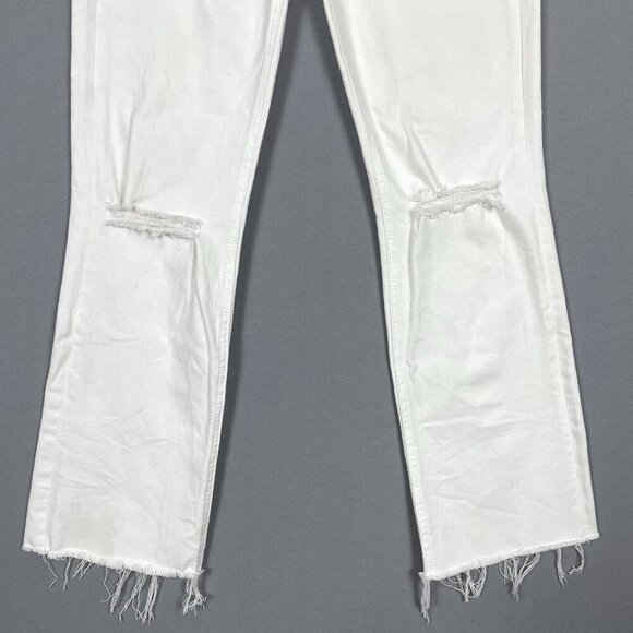 MOTHER The Tripper Ankle Fray Jeans in White Unfairest of Them All Size 24 Flare - Picture 8 of 16